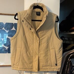 Prana Women's Beige Quilted Vest Fleece Lined